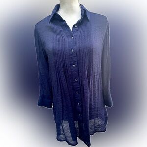 Navy linen-like Alfani pleated tunic